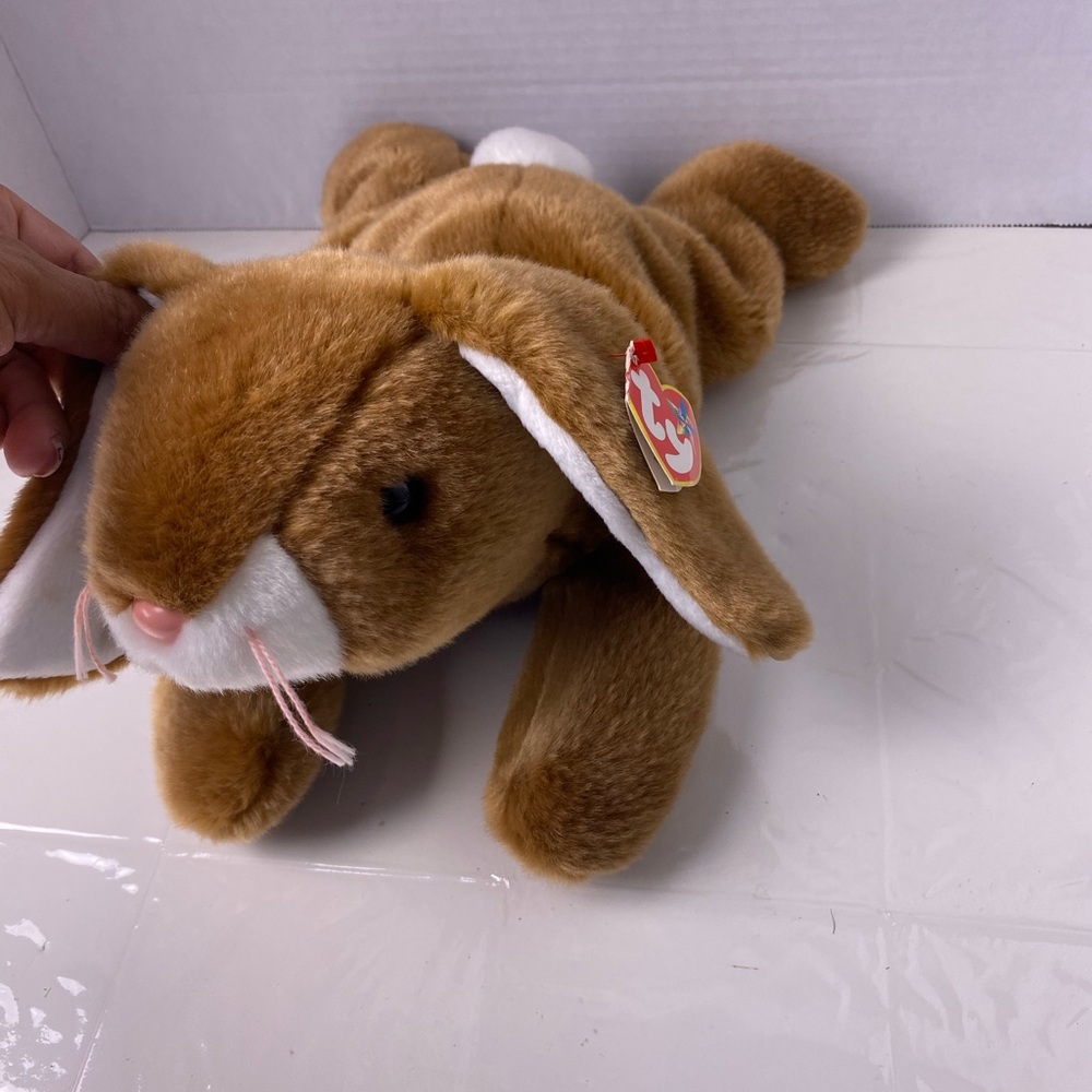 Ty Beanie Buddy EARS The Brown Bunny Rabbit Plush Large Stuffed Animal 2001 Rare